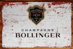 BOLLINGER CHAMPAGNE Retro Tin Sign Kitchen Garage Garden Shed Metal Plaque Gift - Picture 1 of 3