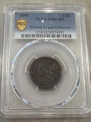 1849 Half Cent PCGS MS62BN - Image 1 of 2