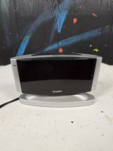 Sharp Model SPC033 Silver Alarm Clock Large  Red Number Display Swivel EUC - Picture 1 of 7