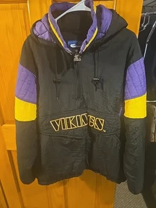 vintage minnesota vikings starter pullover jacke schwarz. Herren groß - Bild 1 von 6