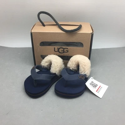 Sandalias UGG Yia Yia Infantil Bebé 2/3 Chanclas Genuinas Correa de Oveja Zapatos Azul Foto 1 de 4