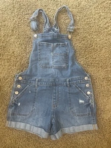 Girls Jordache overall shorts blue denim junior size 14–16. (6) - Picture 1 of 5