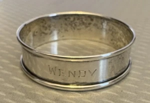 Vintage Reed Barton Sterling Napkin Ring Rolled Edges Engaged WENDY - Picture 1 of 7