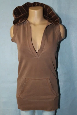 NEW Aeropostale Brown Sleeveless Thin Sweatshirt Hoodie XS See Measurements* - Image 1 of 4