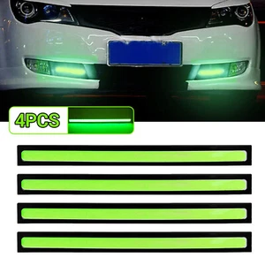 4PCS GREEN DC 12V COB LED DRL Car Fog Daytime Running Driving Light Bar Strip - Picture 1 of 12