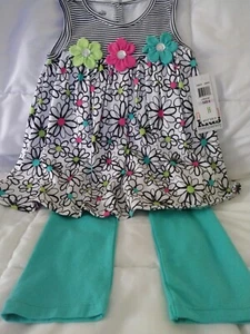 Kids Headquarters Little Girls Size 6 Green And Black 2 Piece Set - Picture 1 of 5