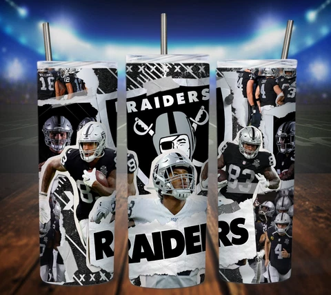 20oz Oakland Raiders NFL tumbler with box, lid and straw Cover