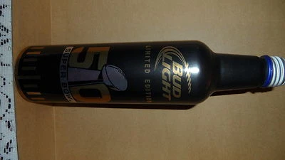 Super Bowl 50 бутылок.  Bud Light лот из 3 шт. Ограниченный выпуск пивная алюминиевая бутылка - Изображение 1 из 3