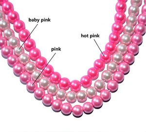 Ein Saiten Von 75 CM Pink, Pink, & Hellrosa Rund Glasperlen 6 & 8 MM - Bild 1 von 2