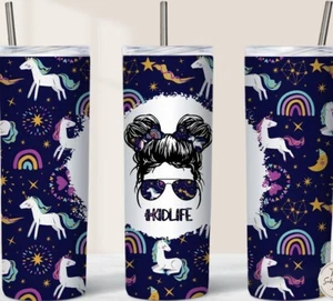#Kidslife Unicorn Girls Design Skinny 20oz Tumbler W/ Lid & Straw - Picture 1 of 1