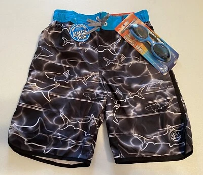Bañador ZeroXposur para niños pantalones cortos de tabla traje de baño talla S (8) negro tiburones nuevo con etiquetas  Foto 1 de 4