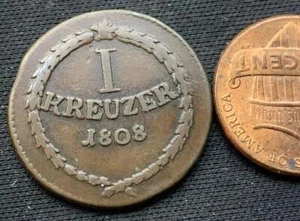 1808 1 Kreuzer Coin RARE CONDITION German D Baden #NX21 - Picture 1 of 2