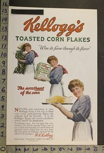 1919 KELLOGG CORN FLAKES CEREAL BREAKFAST FOOD KITCHEN HOME DECOR ART AD XW89 - Picture 1 of 1