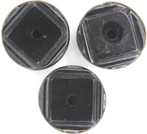 C1890 Antique Victorian Black Glass Button LOT 3 Intaglio Square Bar Shank Set - Picture 1 of 3