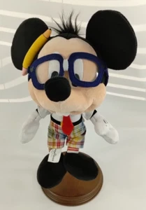 Disney Store Nerd Mickey Mouse Peluche 13" Gafas Corbata Cuadros Pantalones Cortos Juguete de Peluche - Imagen 1 de 12