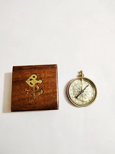 Vintage Nautical Compass in Wooden Box Unique Christmas Gift for Him And Her - Picture 1 of 7