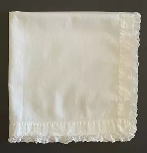 Vintage Handmade White Cotton Square Table Topper Centerpiece Lace Crochet Edge - Picture 1 of 8