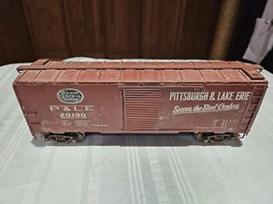 UNKNOWN 2 RAIL TRAIN BOX CAR PITTSBURGH &LAKE ERIE, PREBUILT VINTAGE WOOD, BRASS - Picture 1 of 9