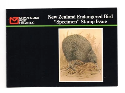 NUEVA ZELANDA; SOBREIMPRESIONES DE ESPECÍMENES; Pájaro en peligro de extinción; Carpeta de tarjetas. Foto 1 de 3