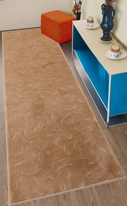 Antirutsch Teppich Läufer Weichflor Blumen Beige Füße nach Maß - Bild 1 von 6