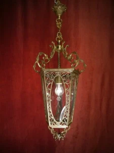 ANTIQUE BRONZE LANTERN SOLID CEILING LAMP FIXTURES CHANDELIER CUT GLASS CRYSTAL - Picture 1 of 11