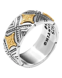 Konstantino Dome Sterling Silver and 18k Gold Ring DKJ976-130 S6 MSRP $490 - Picture 1 of 4