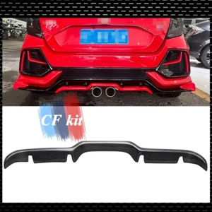 For Honda Civic FK7 10Th Hatchback 17-21 Carbon Fiber Rear Bumper Diffuser Lip - Picture 1 of 12