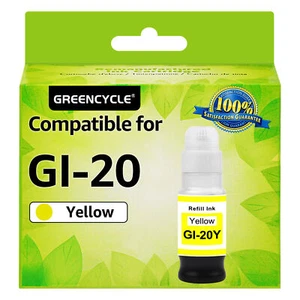 Botella de tinta de recarga amarilla 1PK GI 20 GI-20 compatible con Canon G6020 G7020 G5020 - Imagen 1 de 10
