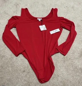 Bisou Bisou Neu Damen Large rot kalte Schulter Langarm Body Anzug - Bild 1 von 9