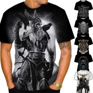 Viking Odin Harajuku Hip Hop 3D womens/mens Short Sleeve T-Shirt Casual Tops Tee