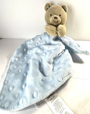 Cobertor de segurança Carter's Child of Mine Bear Lovey azul minky chocalho - Imagem 1 de 4