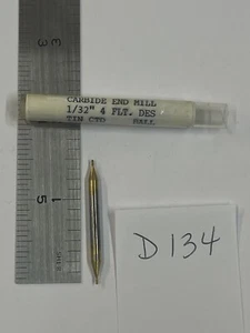 1 NEU USA 1/32 ZOLL DURCHMESSER HARTMETALL SCHAFTFRÄSER 4FL DE BALL. BLECH CTD. 5/64" LOC (D134) - Bild 1 von 5
