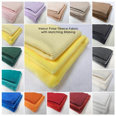 Velour Polar Fleece Anti Pill Fabric with Matching Ribbing Combo Set,Neotrims - Image 1 of 4