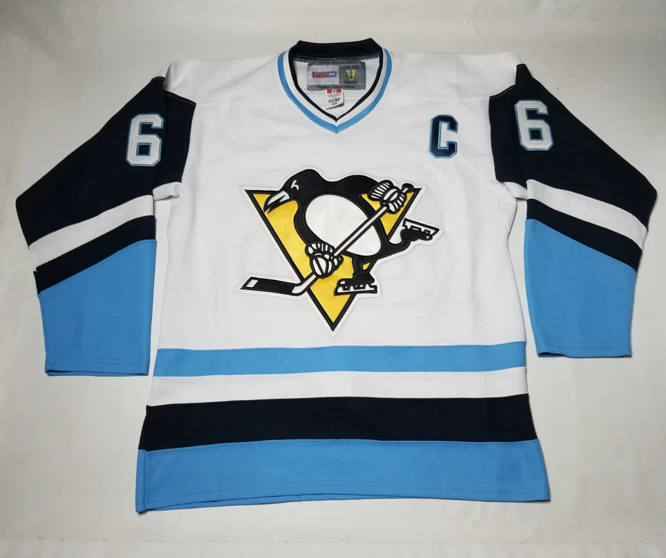 Camiseta deportiva de hockey vintage de Mario Lemieux de los Pittsburgh Penguins #66 CCM talla 46 Foto 1 de 4