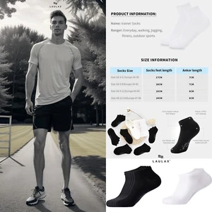 Men Trainer Everyday Socks Low cut Finest Cotton Ankle Arch Support 6 Pairs - Picture 1 of 32