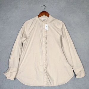 Gap Classic Shirt Damen Large Beige Rüschen Langarm Knopfleiste Oversized Neu mit Etikett - Bild 1 von 12