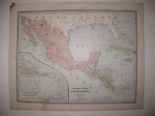 ANTIQUE 1884 MEXICO CUBA CENTRAL AMERICA WEST INDIES CARIBBEAN MAP PUERTO RICO