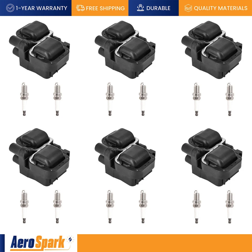 6 bobinas de encendido y 12 bujías de platino para Chrysler Crossfire 2004-2008 Foto 1 de 1