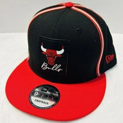 New Era Chicago Bulls 9FIFTY Gorra Snapback Ajustable Negro Rojo Parche a Rayas Foto 1 de 4