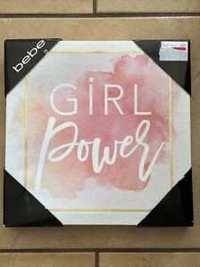 Bebe Girl Power Wall Canvas Decor Pink And White New - Picture 1 of 18