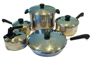 Vintage 1801 Revere Ware 9-teiliges gemischtes Set Kupferboden - Bild 1 von 6