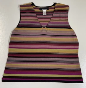 Top vintage Jones New York a rayas sin mangas talla L colorido elástico seda Y2K - Imagen 1 de 8