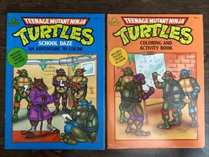 Set Of 2 1990 Teenage Mutant Ninja Turtles Coloring  Books Random House Mirage - Bild 1 von 5