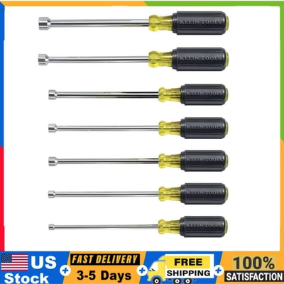 Klein Tools 647 7 peças conjunto de driver de porca feito nos EUA aderência de almofada 6" eixos cromados - Imagem 1 de 4