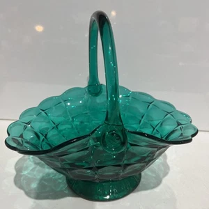 VINTAGE INDIANA GLASS TEAL TIARA CONSTELLATION BASKET SIGNED M.R. - Picture 1 of 7