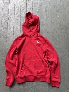 Abercrombie Kids 11-12 Red Hoodie With Moose Logo Top Left Corner - Picture 1 of 3