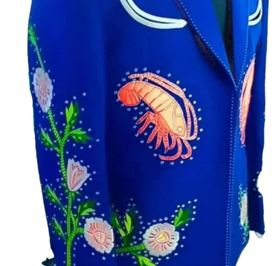 Conjunto de ropa de vaquero bordado floral cangrejo occidental vintage personalizado azul de 2 piezas para hombre Foto 1 de 4