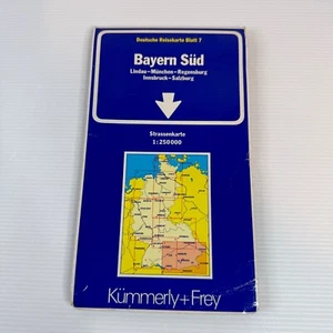 Bayern Sud Kummerly + Frey 1991 Vintage German Fold Out Map Of Southern Bavaria - Picture 1 of 4