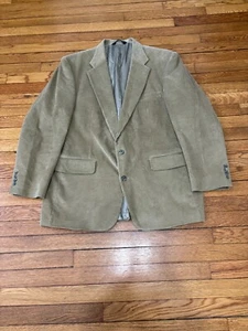 Lands' End Mens Corduroy Blazer Jacket 46L Tan Cotton Solid 2 Button Sport Coat - Picture 1 of 8