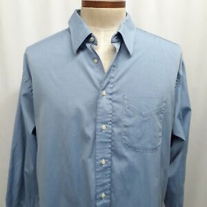 Gitman Bros Mens Dress Shirt Slim Fit 18 34 Made in USA TTX Pinpoint Oxford Blue